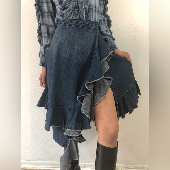 JW ANDERSON Denim Ruffle Midi Skirt - Picture 2 of 6